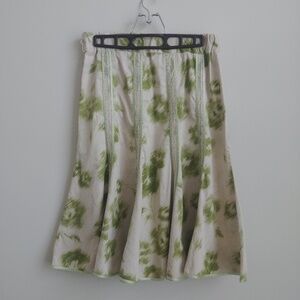 4/$20 "Just Below Waist" 100% cotton abstract print flared skirt ribbons sz 8